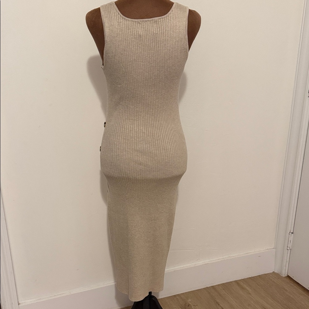 Pink Rose Cream Ribbed Midi Dress - Picture 5 of 5